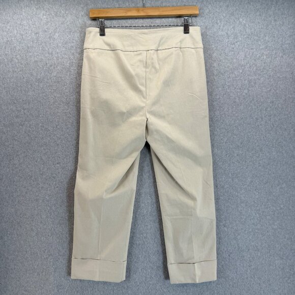 Lisette Womens Cream Khaki Pants Pull On Stretch Capri Cropped Office Size 10 - Picture 5 of 12